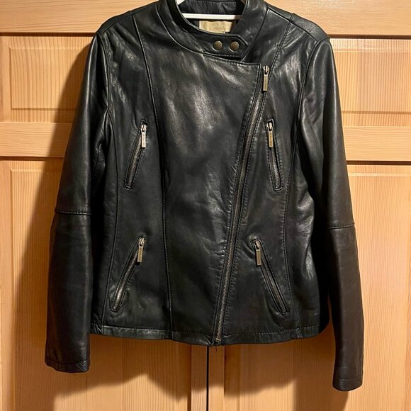 Michael by Michael Kors Genuine Leather  Asymmetrical "Moto" Jacket - Picture 2 of 6